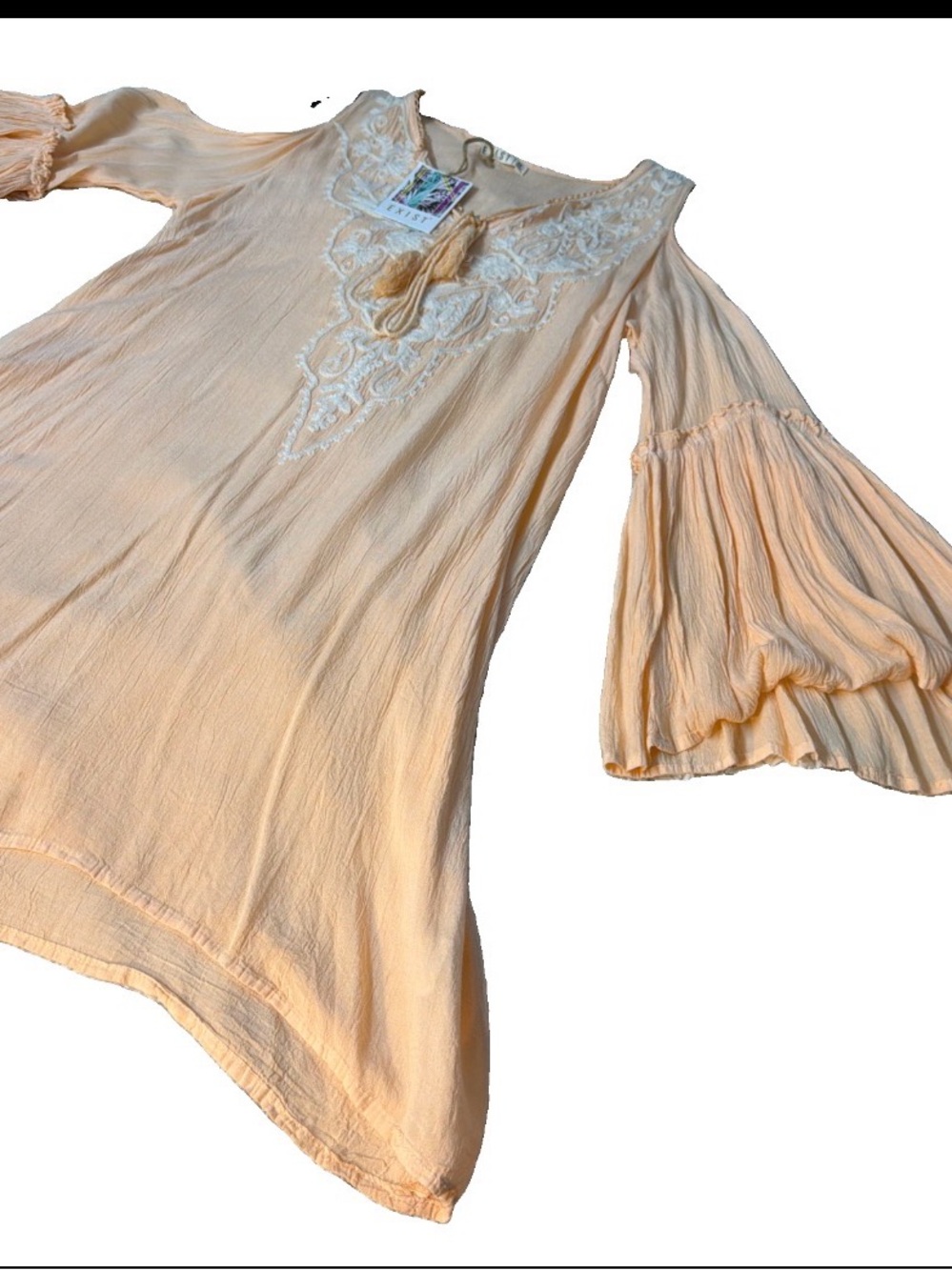 Exist size M women’s Peach Embroidered Boho Tunic Dress